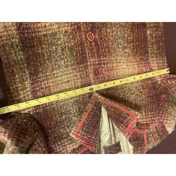 Vintage Etro Wool Coat Jacket 44 8 M Checker Long Peacoat Italy Multicolor Plaid - Picture 10 of 13